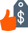 Ícono de precios accesibles en seguros de salud